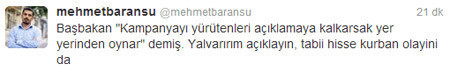 Baransudan Başbakana yanıt