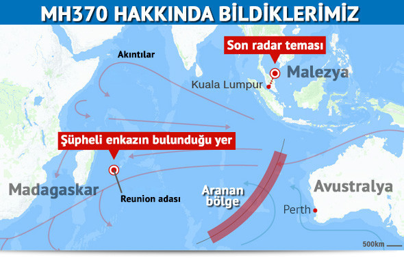 Bulunan enkaz kayıp Malezya uçağına ait iddiası