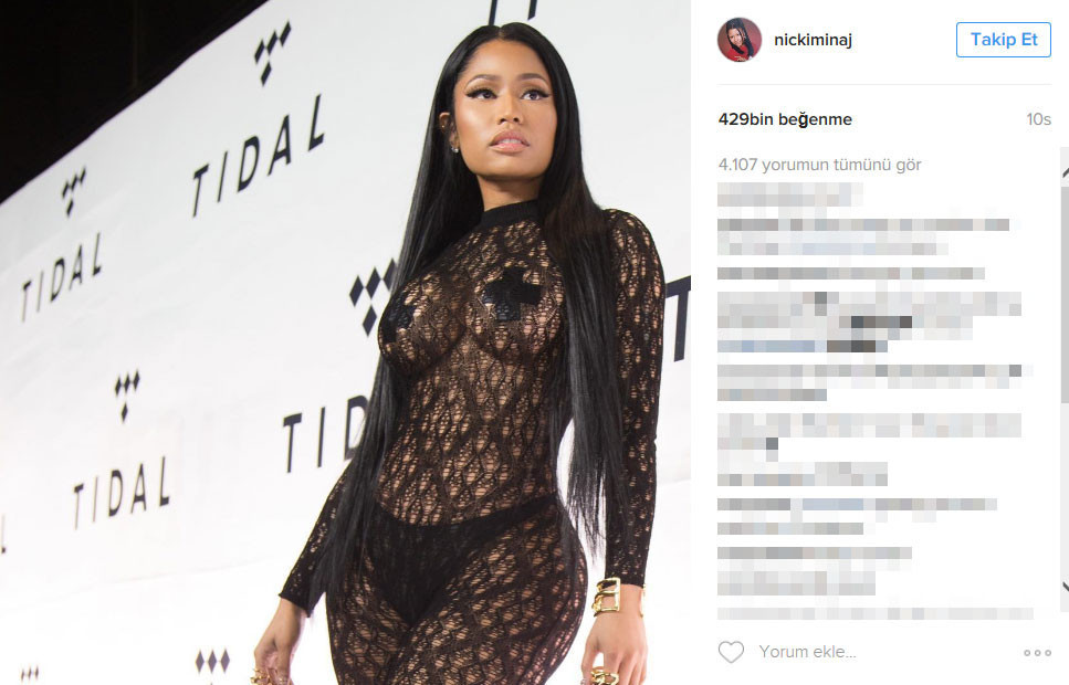 Nicki Minaj, Tidal’ın gecesinde giydiği kıyafetle olay oldu