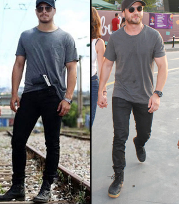 Ünlü oyuncu sıcak havalara rağmen imajından vazgeçmedi