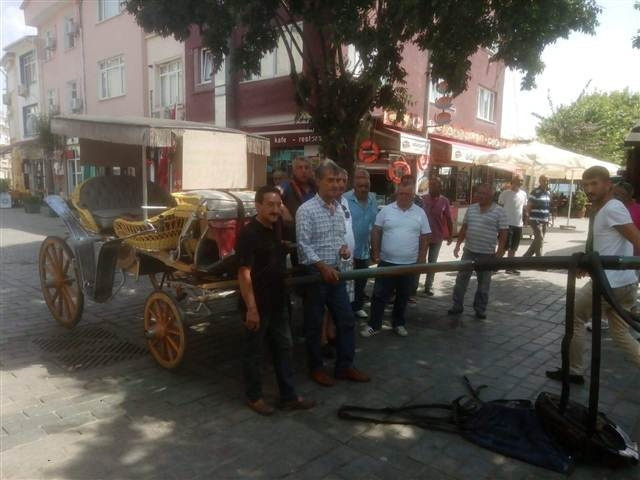 Faytonculardan koşum takımlı protesto