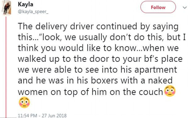 Kurye aldatan sevgiliyi ifşa etti