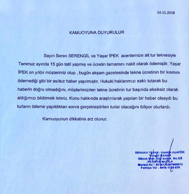O iddiaya yanıt geldi