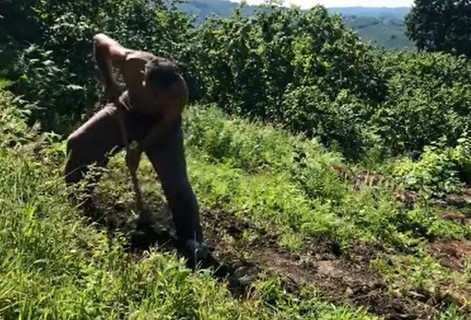 Ot biçip çapa yaptı... Ünlü oyuncu tatilde