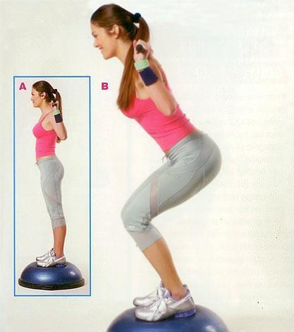 Bodybarla bosu üzerinde squat