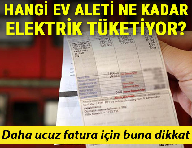 Hangi ev aleti ne kadar elektrik tüketiyor Daha ucuz fatura için buna dikkat