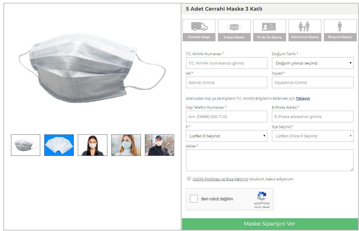 Ücretsiz maske nasıl alınır Maske PTT üzerinden ve E-Devlet ile nasıl sipariş edilir PTT maske talebi başvurusu ekranı