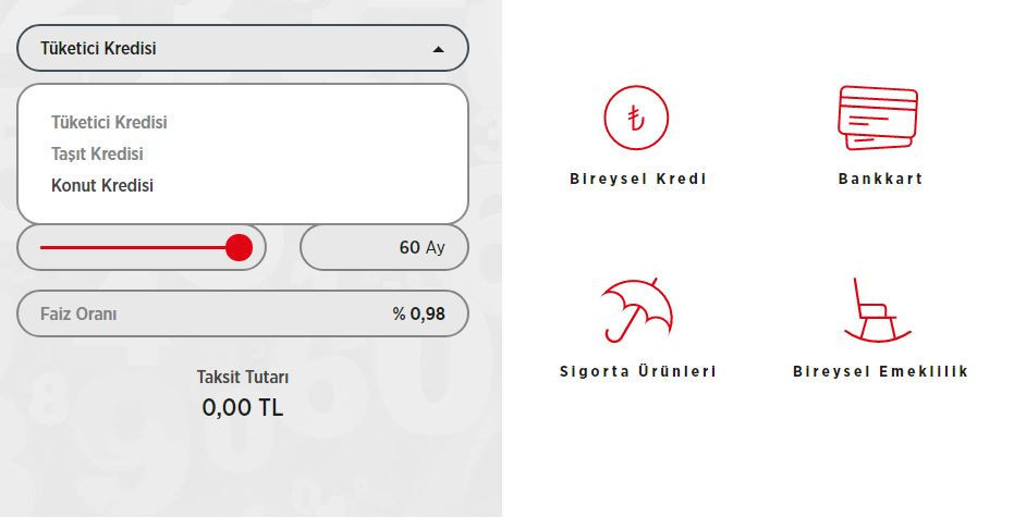 Düşük faizli kredi hesaplama ekranı: Konut kredisi faiz oranı ile hesaplama sayfası