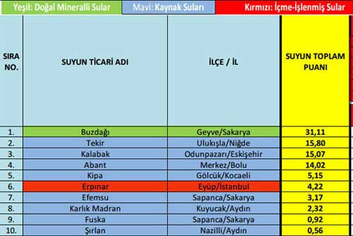 Standartların üzerinde olan 10 su firması