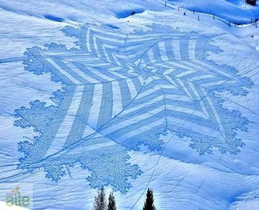 Karda ayak izleriyle sanat