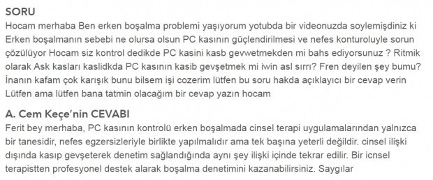 Erken boşalma sorunum var