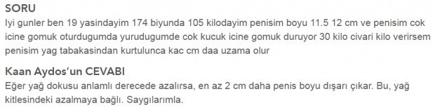 Kilo verirsem penis boyum uzar mı