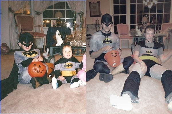 Yıllar sonra aynı pozla çekilmiş çocukluk ve aile fotoğrafları...