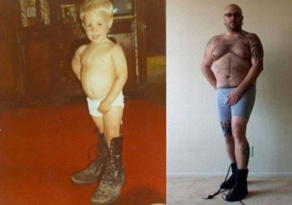 Yıllar sonra aynı pozla çekilmiş çocukluk ve aile fotoğrafları...