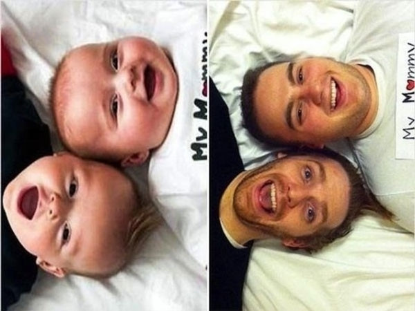 Yıllar sonra aynı pozla çekilmiş çocukluk ve aile fotoğrafları...