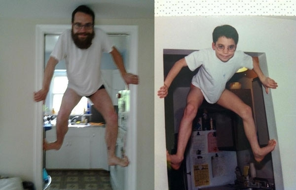 Yıllar sonra aynı pozla çekilmiş çocukluk ve aile fotoğrafları...