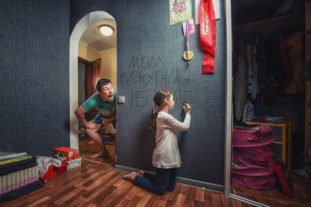 İşe gittiğinde aklı evde kalan anneye, baba ve kızından komik fotoğraflı cevaplar