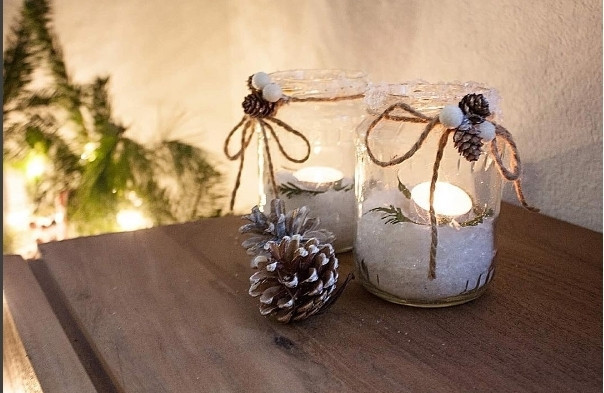 Yeni yıl dekorasyonunuzu boş kavanozlarla yapın