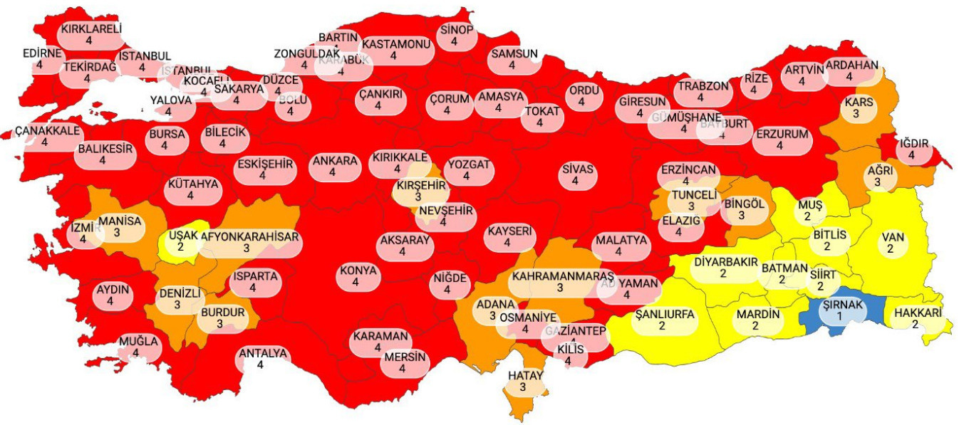 KIRMIZI KATEGORİ (ÇOK YÜKSEK RİSKLİ İLLER)