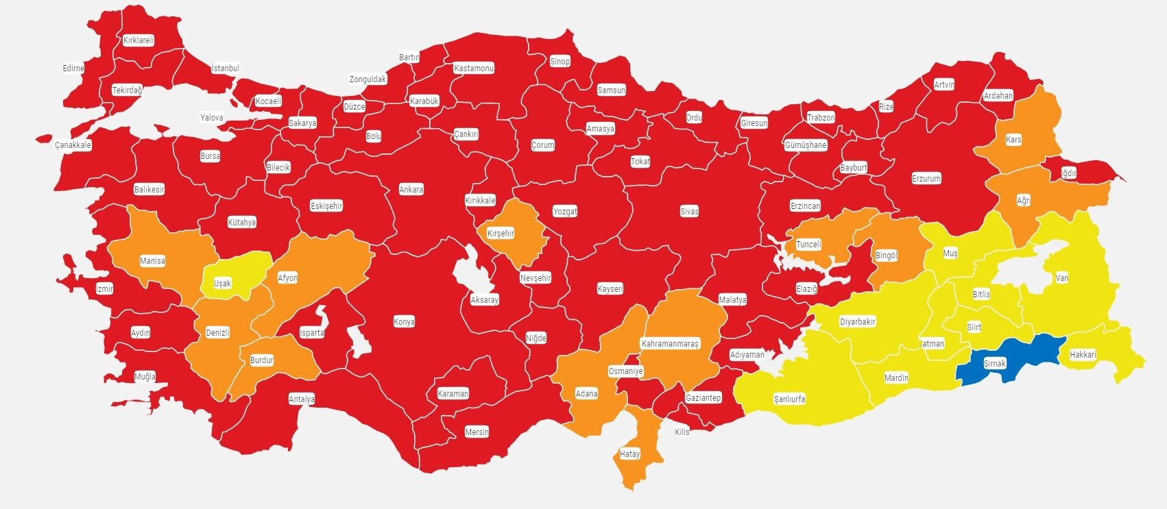 KIRMIZI KATEGORİ (ÇOK YÜKSEK RİSKLİ İLLER)