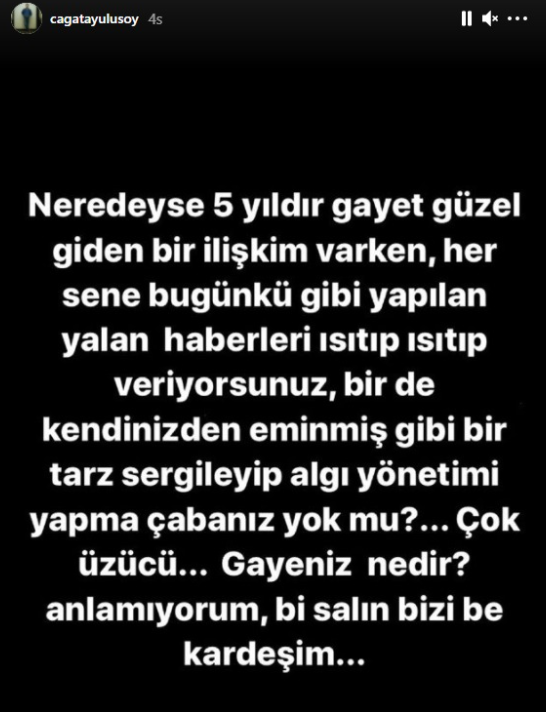Çağatay Ulusoydan Serenay Sarıkaya ile barıştığı iddiasına sert tepki: Bir salın bizi be kardeşim Çağatay Ulusoydan Serenay Sarıkaya ile barıştığı iddiasına sert tepki: Bir salın bizi be kardeşim