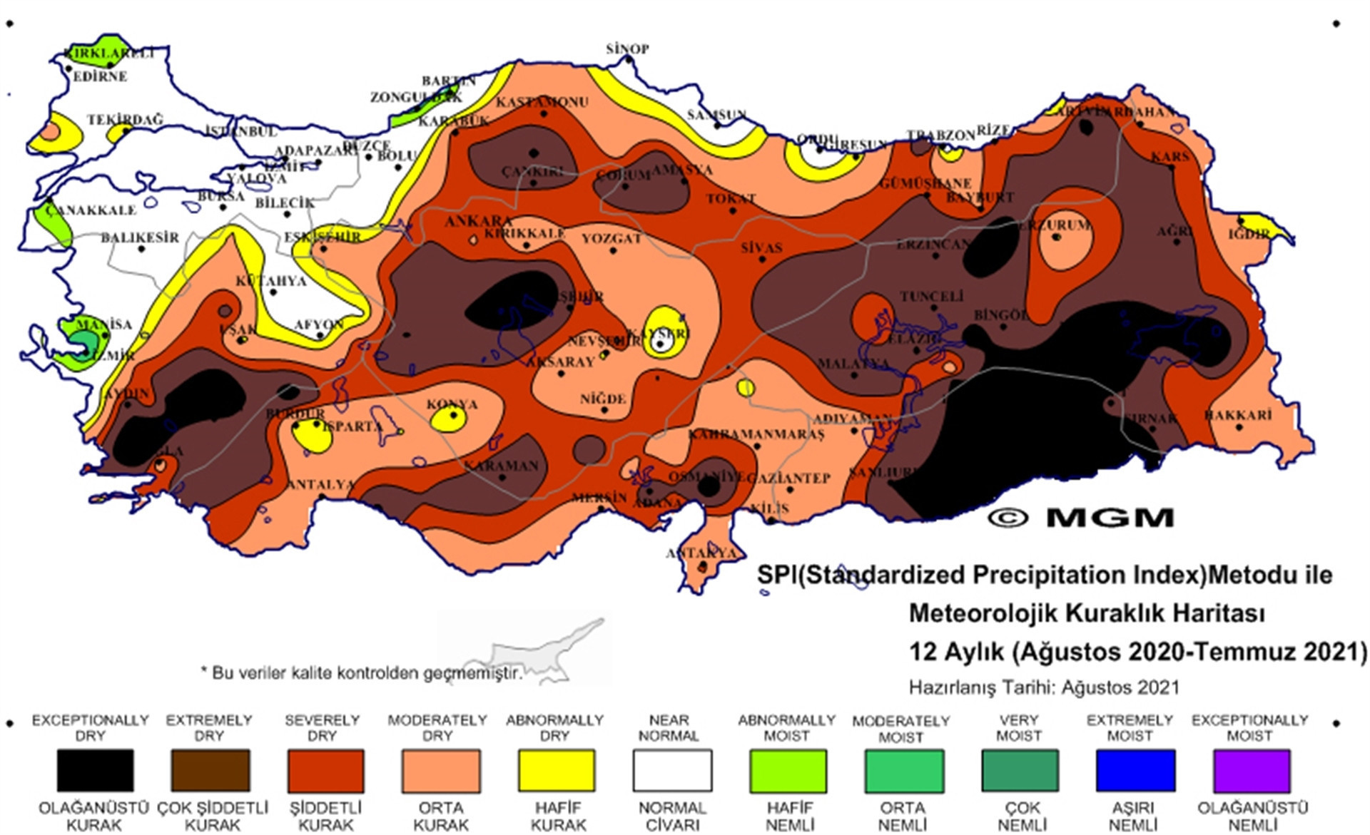 Meteorolojiden kuraklık haritası