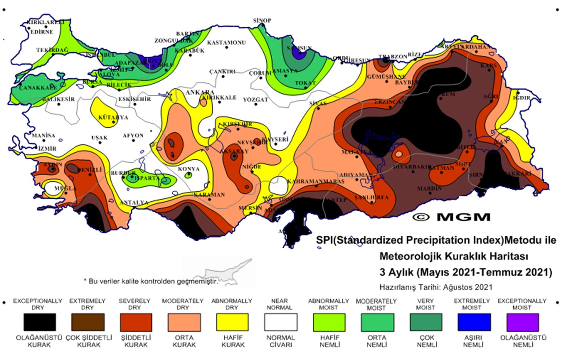 Meteorolojiden kuraklık haritası