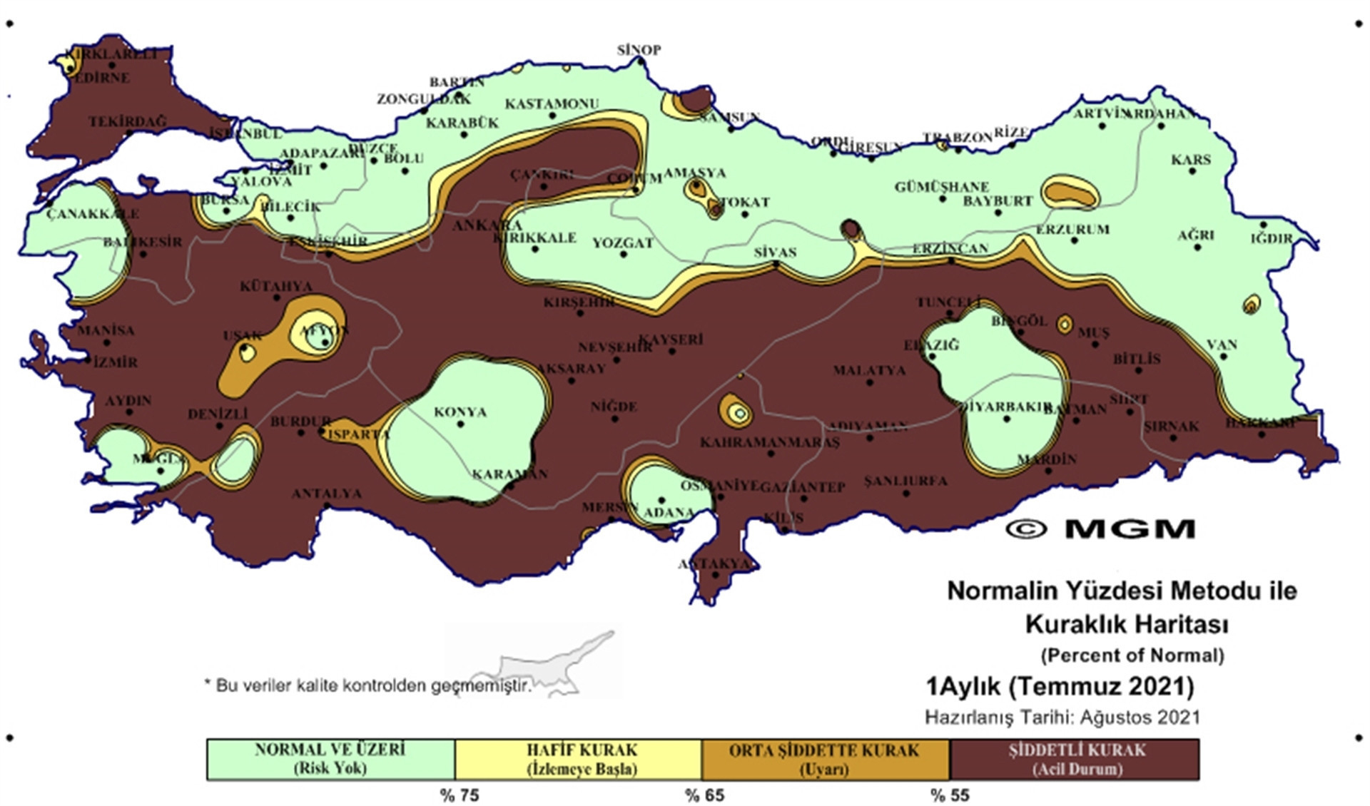Meteorolojiden kuraklık haritası