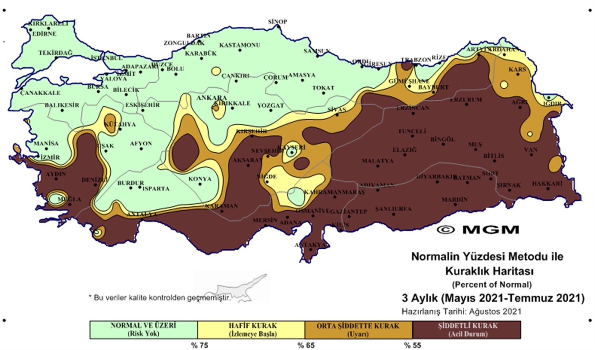 Meteorolojiden kuraklık haritası