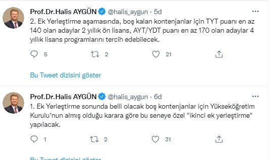 YKS 2021 taban ve tavan puanları ve boş kontenjanlar: Ön lisans (2 yıllık) ve lisans (4 yıllık) üniversite taban puanları listesi