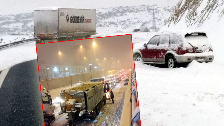 Gaziantepte yoğun kar yağışı Trafik durdu