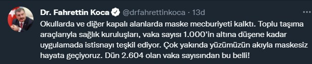 MASKE YASAĞI KALKTI MI