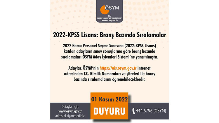 KPSS BRANS SIRALAMALARI AÇIKLANDI KPSS BRANS SIRALAMALARI AÇIKLANDI