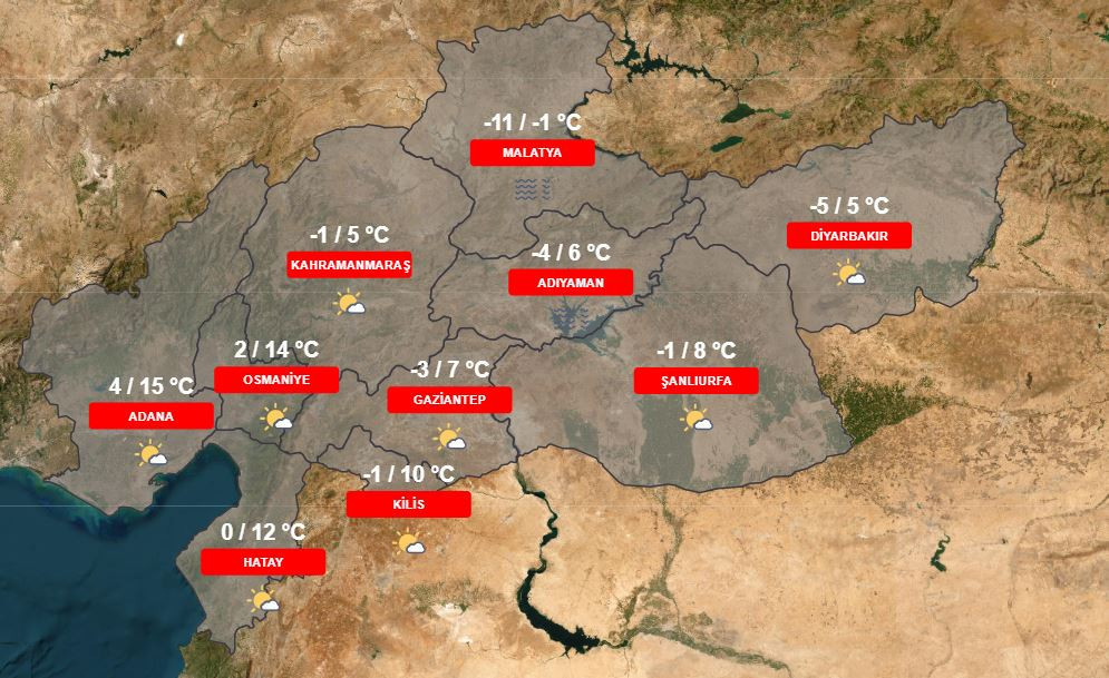 13 ŞUBAT DEPREM BÖLGESİ HAVA DURUMU