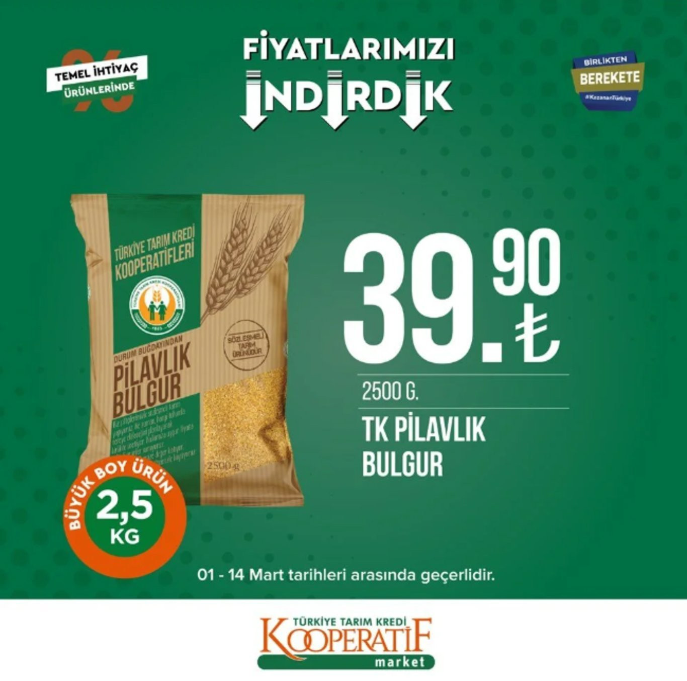 Tarım Kredi Kooperatif Market 7-14 Mart indirimli ürünler listesi: Bu hafta kahvaltılık ürünler, bakliyat ve temizlik ürünleri satışta olacak