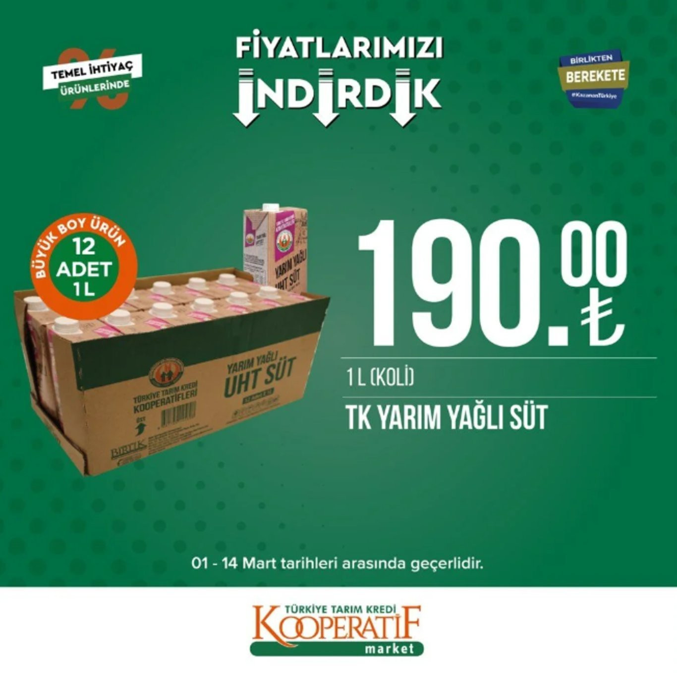 Tarım Kredi Kooperatif Market 7-14 Mart indirimli ürünler listesi: Bu hafta kahvaltılık ürünler, bakliyat ve temizlik ürünleri satışta olacak