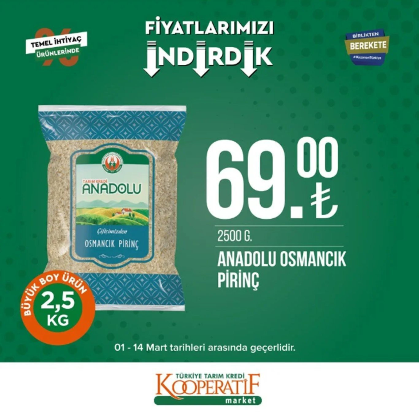Tarım Kredi Kooperatif Market 7-14 Mart indirimli ürünler listesi: Bu hafta kahvaltılık ürünler, bakliyat ve temizlik ürünleri satışta olacak