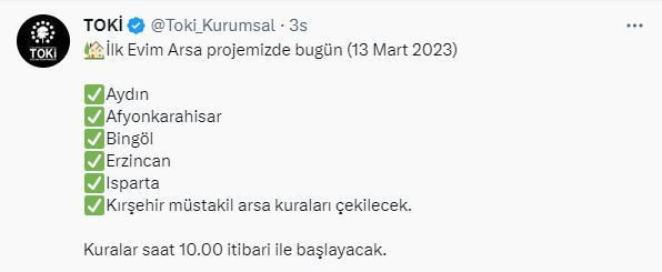 TOKİ ARSA KURA TAKVİMİ 2023
