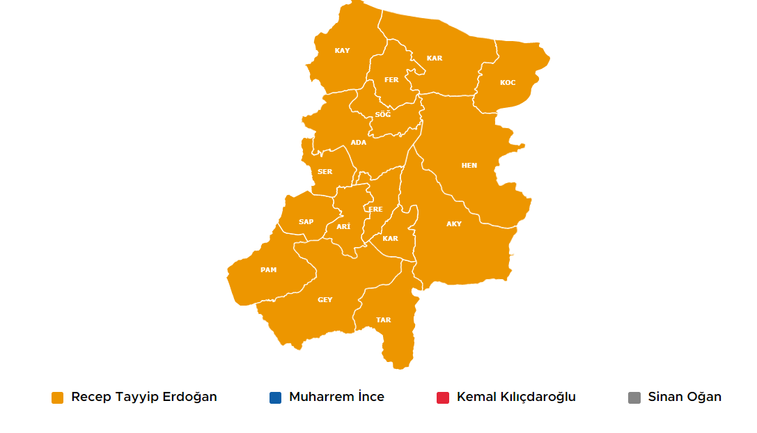 CUMHURBAŞKANI SEÇİMİ BİRİNCİ TUR SAKARYA SONUÇLARI