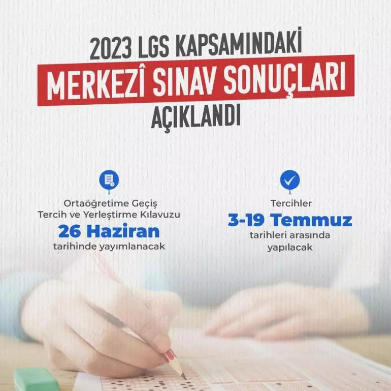 LGS SINAV SONUÇLARI 2023 SORGULAMA | MEB LGS merkezi sınav sonuçları açıklandı LGS sınav sonucu ve puan sorgulama ekranı (meb.gov.tr)