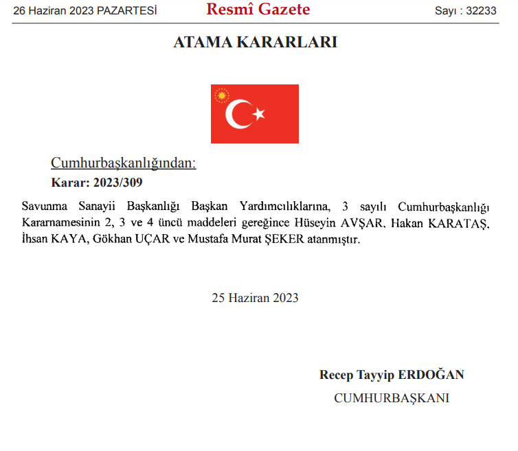 RESMİ GAZETE ATAMA KARARLARI 2023