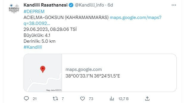 KAHRAMANMARAŞTA DEPREM Mİ OLDU