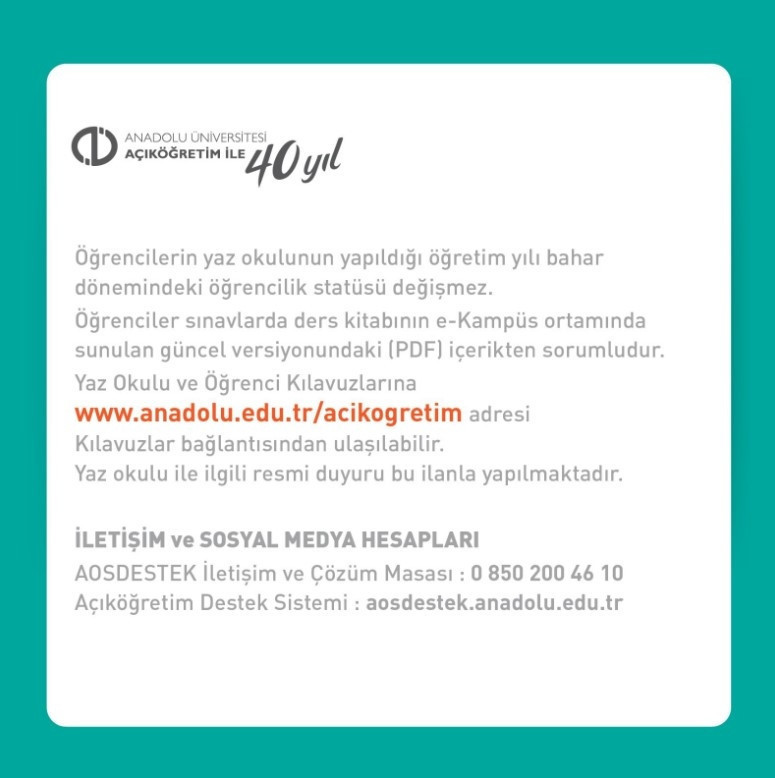 AÖF YAZ OKULU SINAVLARI NE ZAMAN AÖF YAZ OKULU SINAVLARI NE ZAMAN