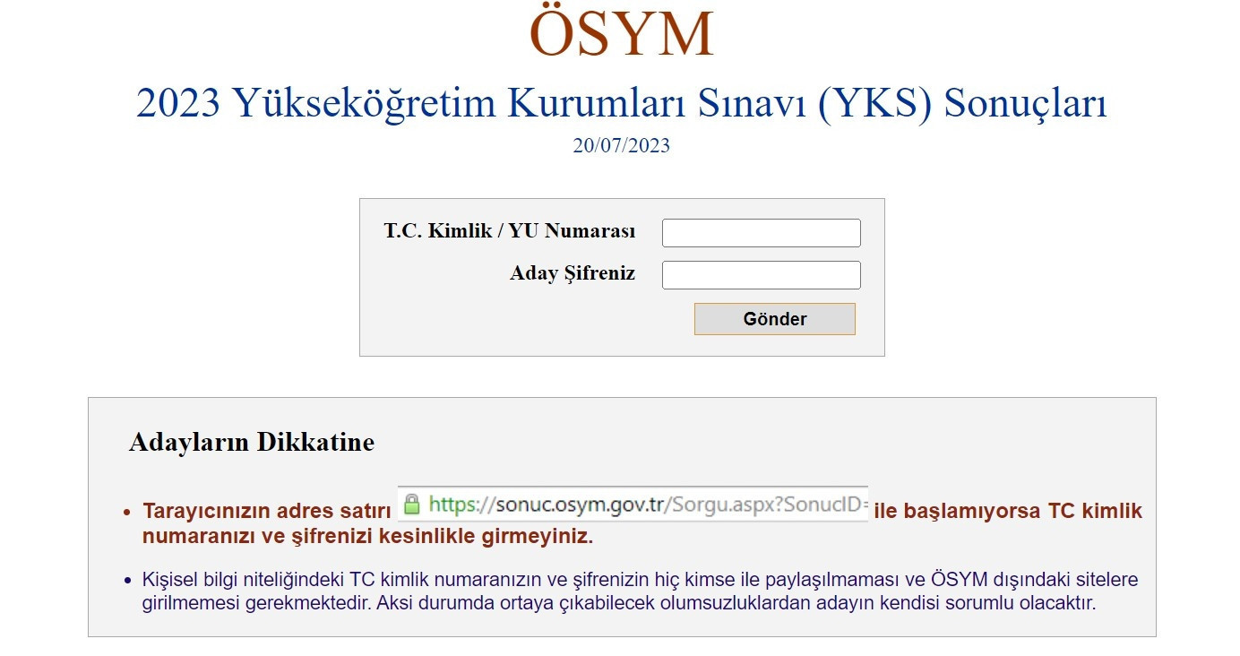 ÖSYM SONUÇ SAYFASINDA HANGİ BİLGİLER VAR