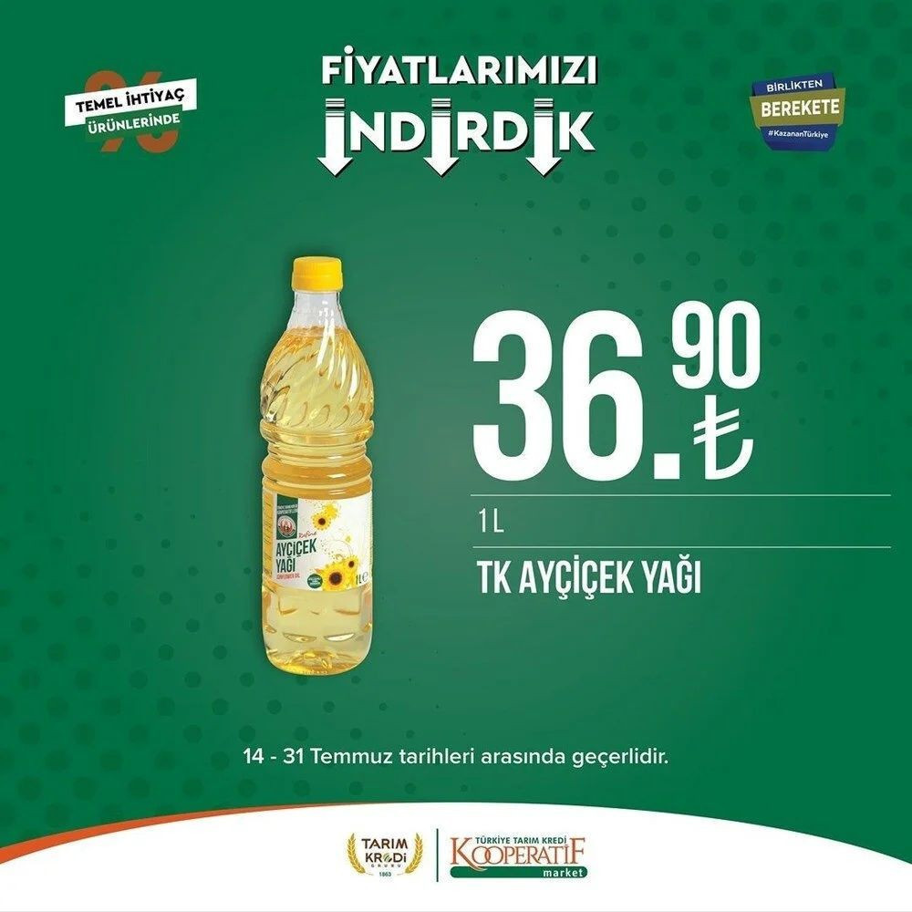 Tarım Kredi marketleri kataloğu 22- 31 Temmuz 2023: Süt ürünleri, temizlik ve temel gıda ürünlerinde indirim fırsatı