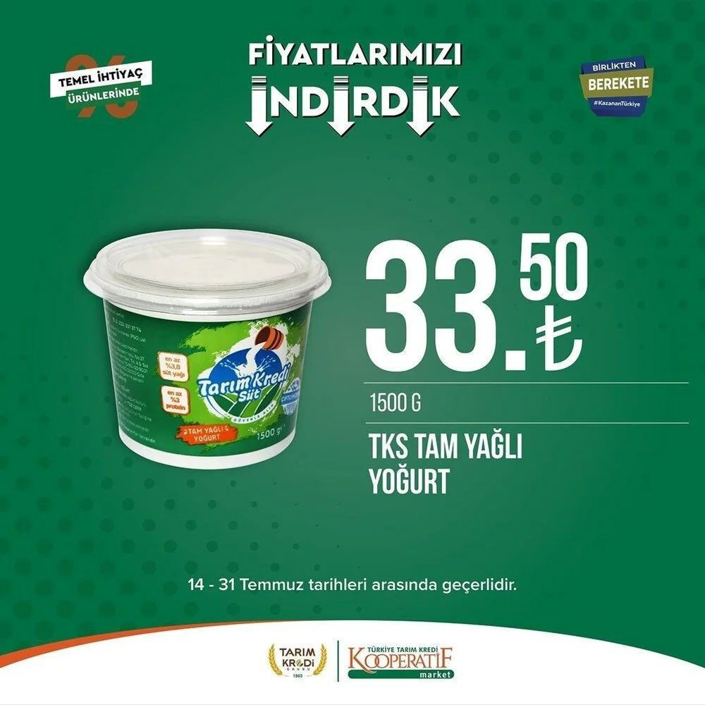 22-31 TEMMUZ TARIM KREDİ MARKETLERİ KATALOĞU