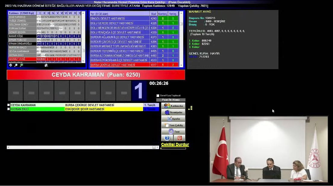 SAĞLIK BAKANLIĞI TAYİN SONUÇLARI SORGULAMA EKRANI