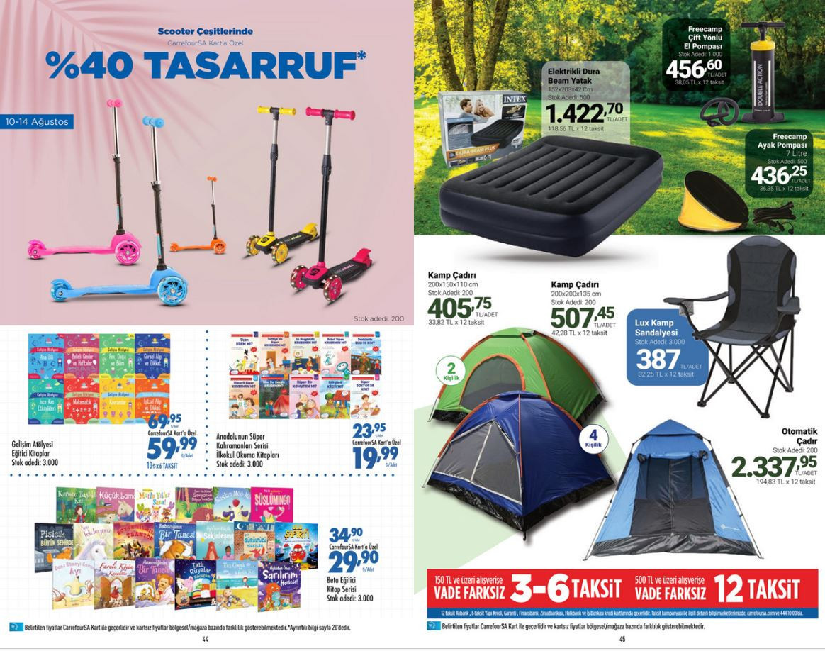 CarrefourSA 10-16 Ağustos yeni katalog yayımlandı Tablet, kamp çadırı, valiz çeşitleri, akıllı cep telefonu modelleri ve televizyon