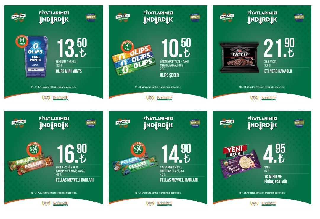 Tarım Kredi Marketleri 23-31 Ağustos Kataloğu: Tuvalet kağıdı, bebek bezi, peynir çeşitleri ve bulaşık deterjanında indirim fırsatı… Tarım Kredi marketlerinde 48 üründe indirim fırsatı