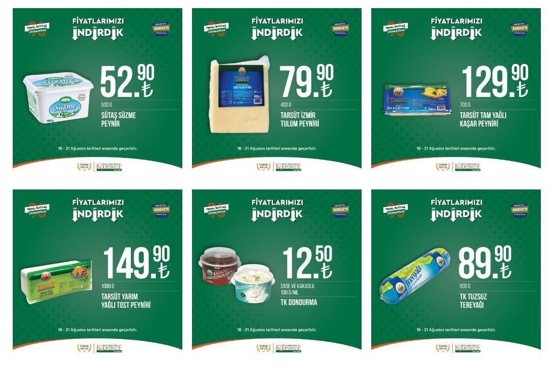 Tarım Kredi Marketleri 23-31 Ağustos Kataloğu: Tuvalet kağıdı, bebek bezi, peynir çeşitleri ve bulaşık deterjanında indirim fırsatı… Tarım Kredi marketlerinde 48 üründe indirim fırsatı